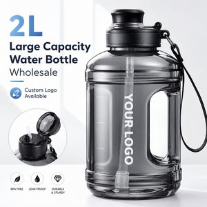 Custom Logo Factory Wholesale <b>2L</b> Half Gallon <b>Straw</b> Type PC Sports <b>Water</b> <b>Bottle</b> Food Grade BPA Free Portable Gym Outdoor Fitness - Product Image 1