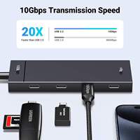 UGREEN Hub USB C de 10 Gbps con Cable de 20 cm, Adaptador Multipuerto USB 3.2 Portátil, Estación de Conexión con 4 Puertos USB C para MacBook y iPad