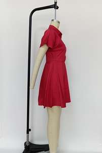 Venta caliente ropa de mujer moda de verano Casual manga corta costura lateral <span class=keywords><strong>Invisible</strong></span> cremallera camisa A-Line vestido - Product Image 3