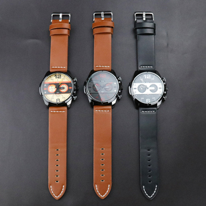 Montre-Bracelet Homme Sport en Alliage, Bracelet en Cuir, Verre, Résistante à l'Eau 3 ATM, Design Unique Quartz Luxe Vintage Grande Montre - Product Image 6