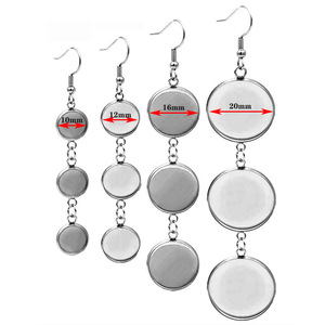 Stainless Steel Round <b>Earrings</b> Hollow Base DIY Ear <b>Hooks</b> Long Pendant Semi Finished Jewelry Findings - Product Image 3