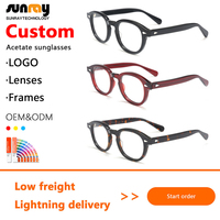 Gafas de bloque de luz azul de acetato de fibra de alta calidad para hombres y mujeres, gafas de lujo, montura óptica de diseñador de marca redonda Vintage