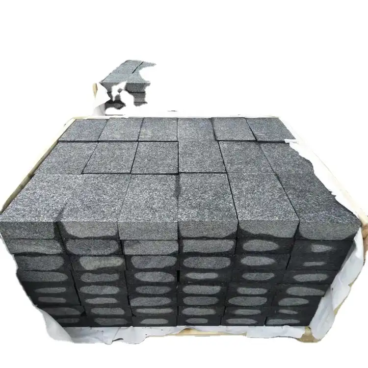 Bloques de pavimentación de granito negro, piedra de granito natural para pavimentación de baldosa, pavimento de basalto, fabricación de fábrica China