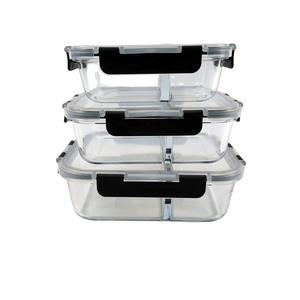 Amazon 3pcs Airtight High Quality Pyrex Glass Food Storage Container With Lids