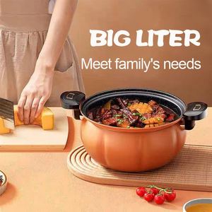 Revêtement antiadhésif 28CM Forme de citrouille <span class=keywords><strong>8</strong></span> <span class=keywords><strong>Litres</strong></span> Micro-cuiseur à pression avec cuiseur vapeur Pot à soupe sous pression - Product Image 3