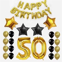 Bannière personnalisée joyeux anniversaire, 30, 40, 50, 60 ans, or, noir, ensemble de ballons d'anniversaire, décoration de fête, vente en gros