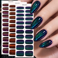 Kustom OEM Non-toksik 22 Strip Galaxy Purple Gold Cat Eye Tahan Lama Press On Film UV Free Gel Nail Wraps untuk Salon