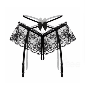 Culotte ouverte en dentelle avec <span class=keywords><strong>porte</strong></span>-jarretelles pour vidéo sexuelle - Product Image 6