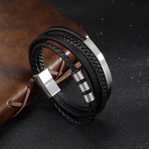 Nouveau bracelet en cuir multi-couches tressé en acier inoxydable avec breloque religieuse pour homme – Cadeau - Product Image 3