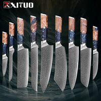 Couteau Kiritsuke 67 couches japon damas VG10 ensemble de cuisine en acier couteau Gyuto maison rasoir couteau de Chef tranchant résine et manche en bois