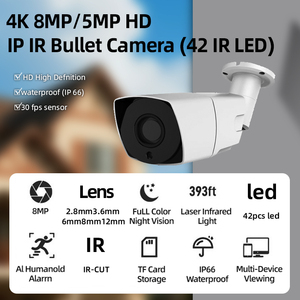 4k 8MP 5MP POE HD IP <span class=keywords><strong>IR</strong></span> Bullet Máy ảnh ngoài trời 42 cái <span class=keywords><strong>IR</strong></span> LED <span class=keywords><strong>IR</strong></span>-CUT tầm nhìn ban đêm không thấm nước IP66 CCTV máy ảnh - Product Image 5