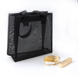 Bolsa de Maquillaje de Malla Negra con Cierre y Logotipo Personalizado, Bolsa de Viaje con Asa y Cierre para Mujer, en Oferta - Product Image 6