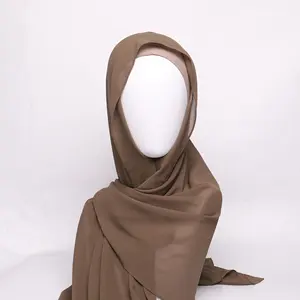 Écharpe hijab en mousseline de soie pour femme musulmane, foulard, style facile, instantané, avec couvre-chef,