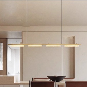 High-End Designer Single-Line French Italian Luxury Dining Table Lamp All-Copper Long Strip <b>Chandelier</b> for Restaurants & Homes - Product Image 1