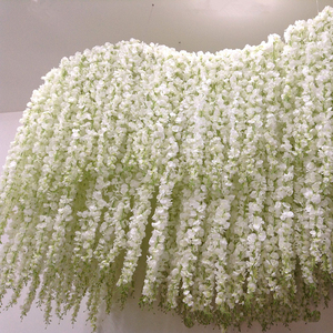 Guirnalda de Flores Artificiales de Seda de 100 cm, Color Blanco Champán, Decoración para el Hogar, Fiestas y Bodas, Enredaderas de Hortensias Colgantes - Product Image 1