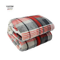 Couverture polaire Sherpa vintage classique rouge et noir quadrillé imprimé pour chaise, canapé, lit, couverture douce et chaude, personnalisée