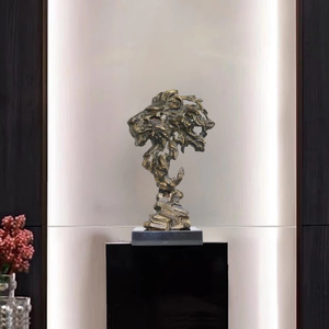 Abstract Cast Aluminum Animal Head Sculpture Minimalist Handmade Tabletop <b>Decor</b> For Hotel Lobby Office Clubhouse Living Room - Product Image 1