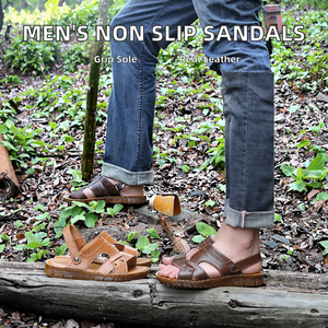 Sandales de sport de plein air en cuir véritable antidérapantes avec semelle en TPR pour hommes, sandales de plage, sandales de randonnée, été - Product Image 2