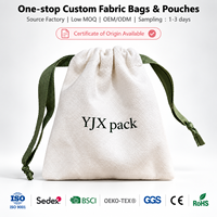 Sac de rangement en coton tissé blanc avec cordon de serrage et ruban vert, pochette personnalisée avec logo imprimé pour emballage de cadeaux et de bijoux