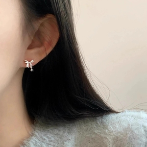 FY-ED422 <strong>Fine</strong> <strong>Stud</strong> <strong>Earrings</strong> for Women S925 Sterling Silver Instagram Niche Bow Design Star-Shaped Sleeping <strong>Earrings</strong> Ear Piercing - Product Image 4