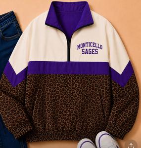 Chaqueta Cortavientos Personalizada con Estampado <span class=keywords><strong>de</strong></span> Leopardo Vintage y <span class=keywords><strong>Cuadros</strong></span>, Logotipo Bordado, Cierre <span class=keywords><strong>de</strong></span> Cremallera 1/4 - Product Image 1