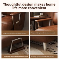 Sofá cama plegable de cuero encerado al óleo para dos personas, apartamento pequeño, cama extensible integrada de doble uso