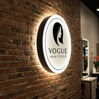 Enseigne publicitaire double face en acrylique et métal sur mesure pour extérieur, boîte lumineuse ronde à LED, enseigne de projection