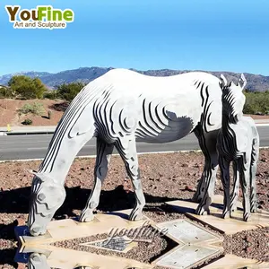 New design modern outdoor garden decor stainless steel metal chineas horse sculpture with factory price