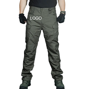 Autumn Casual Unisex Outdoor Breathable Windproof <b>Waterproof</b> Canvas Plain Dyed Midweight Regular Fit Zipper Fly Elastic Waist - Product Image 1