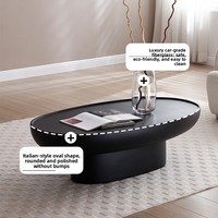 Table basse ovale de style Wabi-sabi, subtilement luxueuse, en plastique renforcé de fibre de verre, design sans cadre ; Meuble artisanal