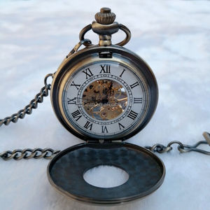 <span class=keywords><strong>Montre</strong></span> de poche mécanique antique WAH03 <span class=keywords><strong>à</strong></span> double mouvement, boîtier en bronze pour homme - Product Image 5
