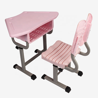 Bureau d'école réglable pour enfants, mobilier de salle de classe, bureau et chaise trapézoïdaux combinés pour étudiants, en plastique
