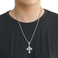 BESDZ0571 Collier pendentif croix gothique style hip-hop serti de pierres, nouveau design, breloques croix avec chaîne en corde