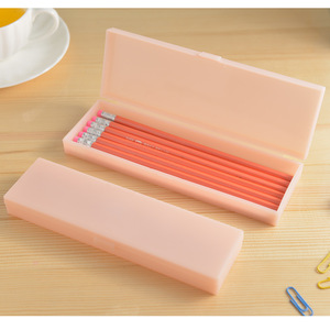 Plastic Transparent Pencil Storage Box 18L Covered Solid Color Stationery Organizer For Students School Use - Product Image 5