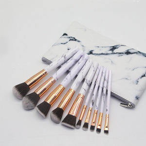 Ensemble de pinceaux de maquillage professionnels HMU, pierre précieuse naturelle, <span class=keywords><strong>Kabuki</strong></span>, <span class=keywords><strong>pas</strong></span> <span class=keywords><strong>cher</strong></span>, 10 pièces, manche en marbre, pinceaux de maquillage avec étui - Product Image 1