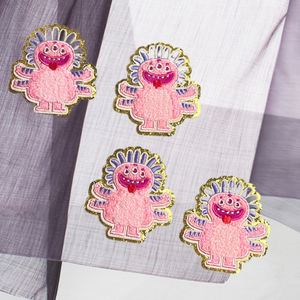 NODA Iron on Embroidery Cute <b>Gold</b> Edge Little Evil Caterpillar Chenille Patch for Kid <b>Clothes</b> Bag Decoration - Product Image 4