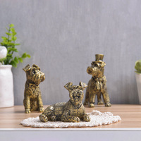 Décoration d'intérieur, figurines de chien vintage dorées, collection de figurines en résine, ensemble de 3 petites statues d'animaux