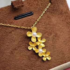 Collier pendentif minimaliste en forme de fleur en argent 925 plaqué or UM Jewelry, perle d'eau douce naturelle, unisexe, cadeau de mariage ou de fête - Product Image 3