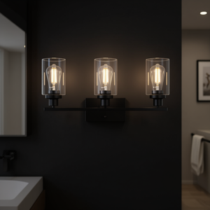 Applique murale CJSN2525583 à 3 lumières, abat-jour en verre transparent, corps en métal, design moderne, ampoule LED E26, 110V, luminaire d'intérieur - Product Image 2