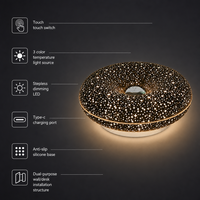 Lampe tactile portable rechargeable Ciel Étoilé 3000-6000K, 3 options de couleur, intensité variable en continu, veilleuse LED au design moderne pour mur