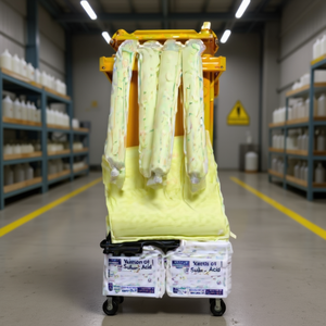 Kit anti-déversement pour acide sulfurique sur roues avec tampons absorbants et contenants - Product Image 1
