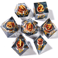 Cat 7-piece set Rpg resin set longan dice, Dnd role-playing hadiah permainan tabletop resin set dadu Dnd