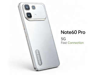 โทรศัพท์มือถือราคาประหยัด note60 pro 5G สมาร์ทโฟนเชื่อมต่อรวดเร็ว สีเงิน ดีไซน์กล้องคู่ - Product Image 1