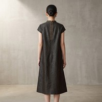 Robe décontractée en soie Gambiered 100% soie de mûrier, respirante, à manches courtes et coupe ample, artisanale, du patrimoine culturel immatériel chinois