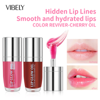 Huile à lèvres volumisante vegan longue durée à label privé, huile à lèvres volumisante hydratante à la cerise, huile à lèvres brillante avec un grand pinceau
