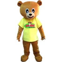 Grande réduction : Costume de mascotte ours brun en peluche douce jaune, style dessin animé, pour adultes, Halloween, vente personnalisée