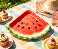 Assiettes jetables écologiques en forme de pastèque, style fruit, pour le camping, nouveauté estivale, assiettes en papier