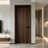 Porte intérieure en MDF mélaminé avec grain de bois de noyer, design minimaliste pour chambre à coucher, salon, villa, salle de bain - Garantie 5 ans