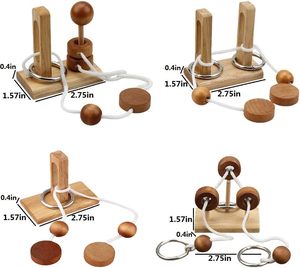 Puzzle en <span class=keywords><strong>corde</strong></span> en <span class=keywords><strong>bois</strong></span> classique Set Ring Puzzles String Solution <span class=keywords><strong>Casse</strong></span>-tête central pour adultes/enfants Jeu - Product Image 3