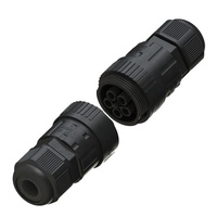 Conector Eléctrico Impermeable IP68 de 5 Pines y 17.5A, Tipo Hembra, con Abrazadera de Tornillo para Montaje en Cable, Aleación de Cobre con Recubrimiento de Níquel, Resistencia Dieléctrica de 2500V